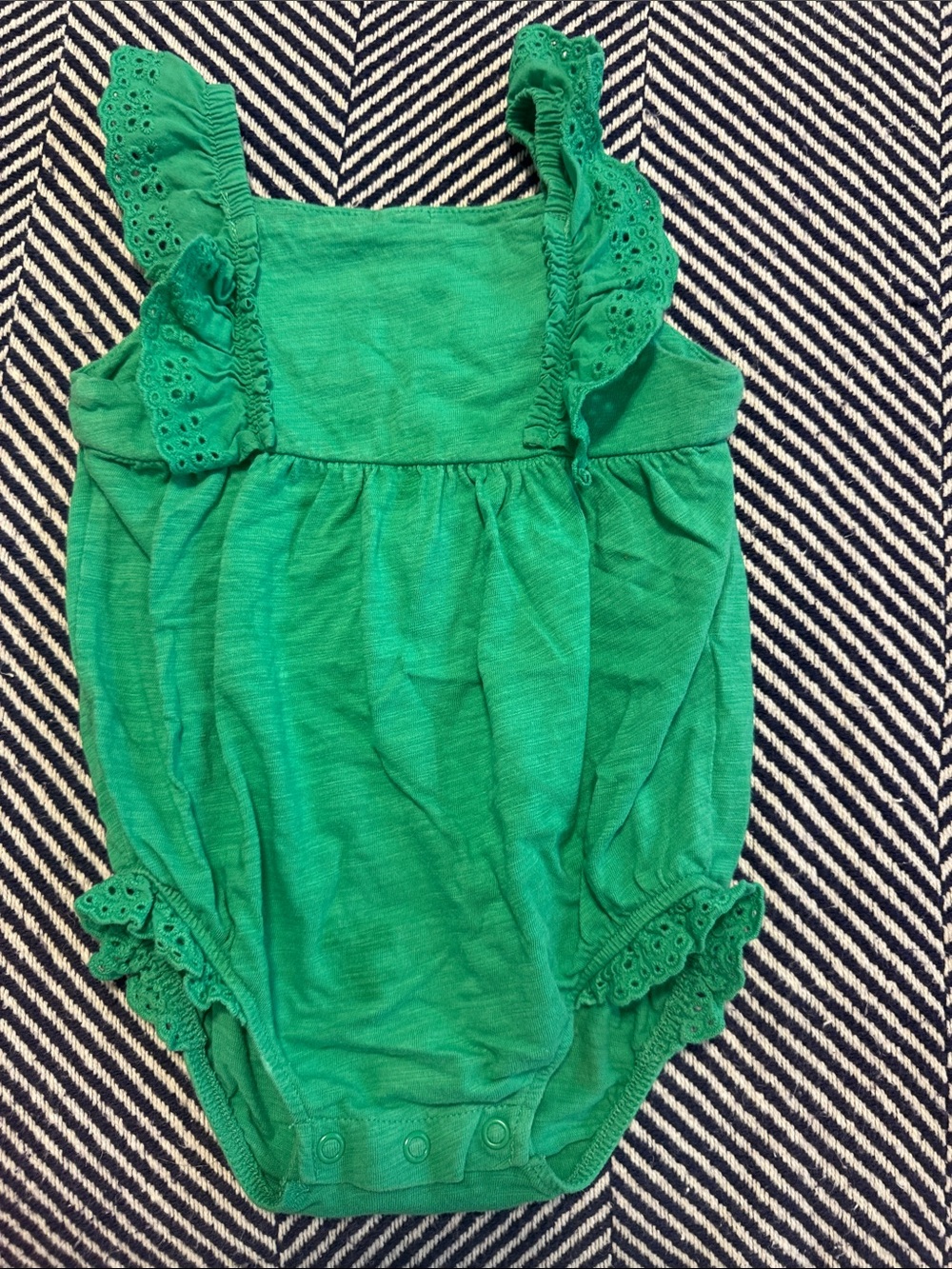 Carters Green Eyelet Ruffle Baby Romper